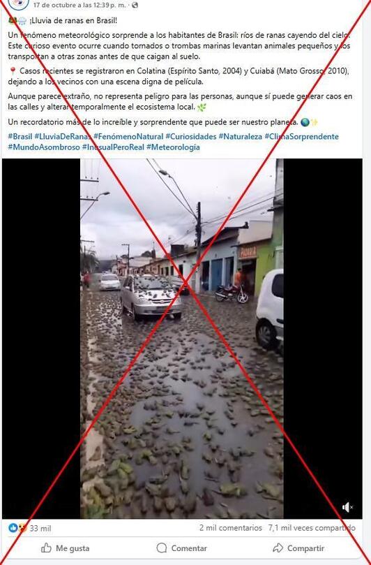 Captura de pantalla tomada el 23 de octubre de 2025 de una publicación en Facebook.