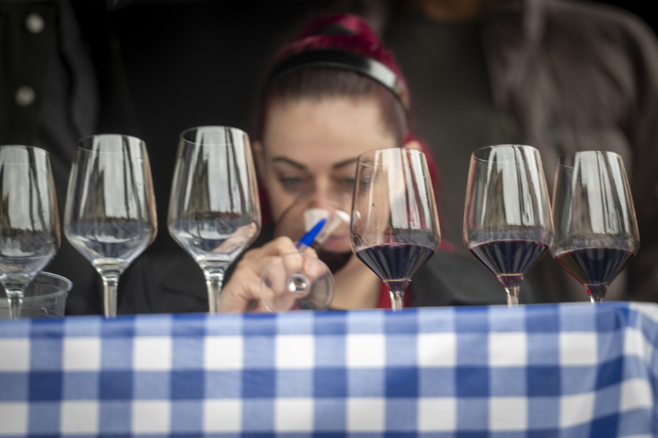 Ardoa dastatzen. Ardoa dastatzen.