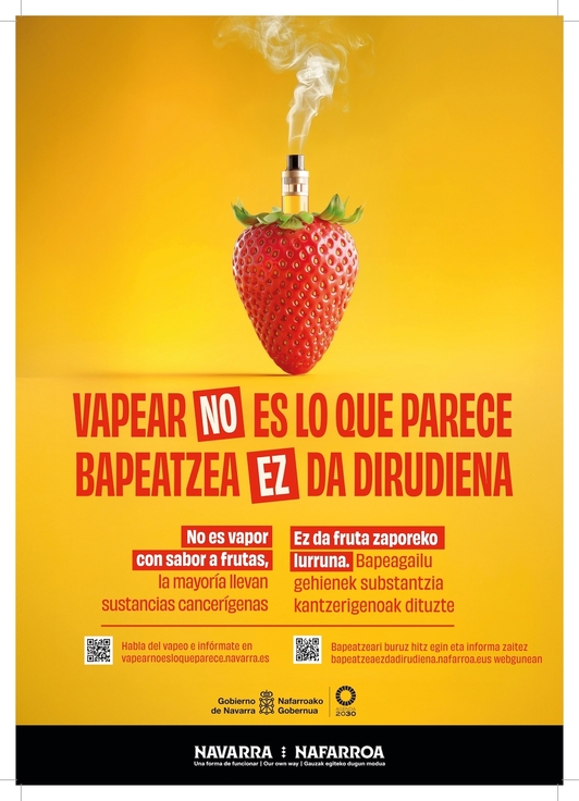 Uno de los carteles de la campaña ‘Vapear no es lo que parece. Bapeatzea ez da dirudiena’.
