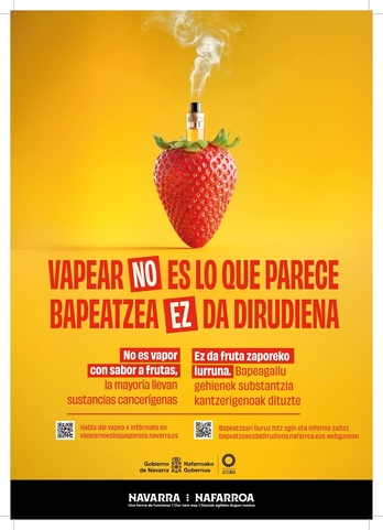 Uno de los carteles de la campaña ‘Vapear no es lo que parece. Bapeatzea ez da dirudiena’.