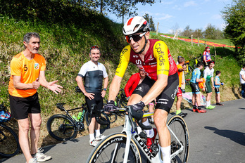 Jonathan Lastra en acción, durante su etapa en las filas del conjunto Cofidis.