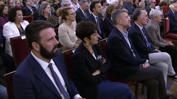 Jon Iñarritu, diputado de EH Bildu, en el acto este jueves.