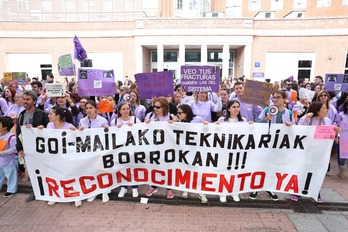 Técnicos Superiores Sanitarios, concentrados este martes en Cruces.