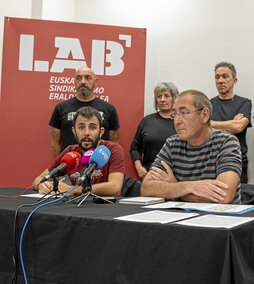 Asier Calderón y Raúl Portillo, ayer en Iruñea.