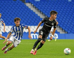 Díaz, autor del 2-1, en un partido previo.