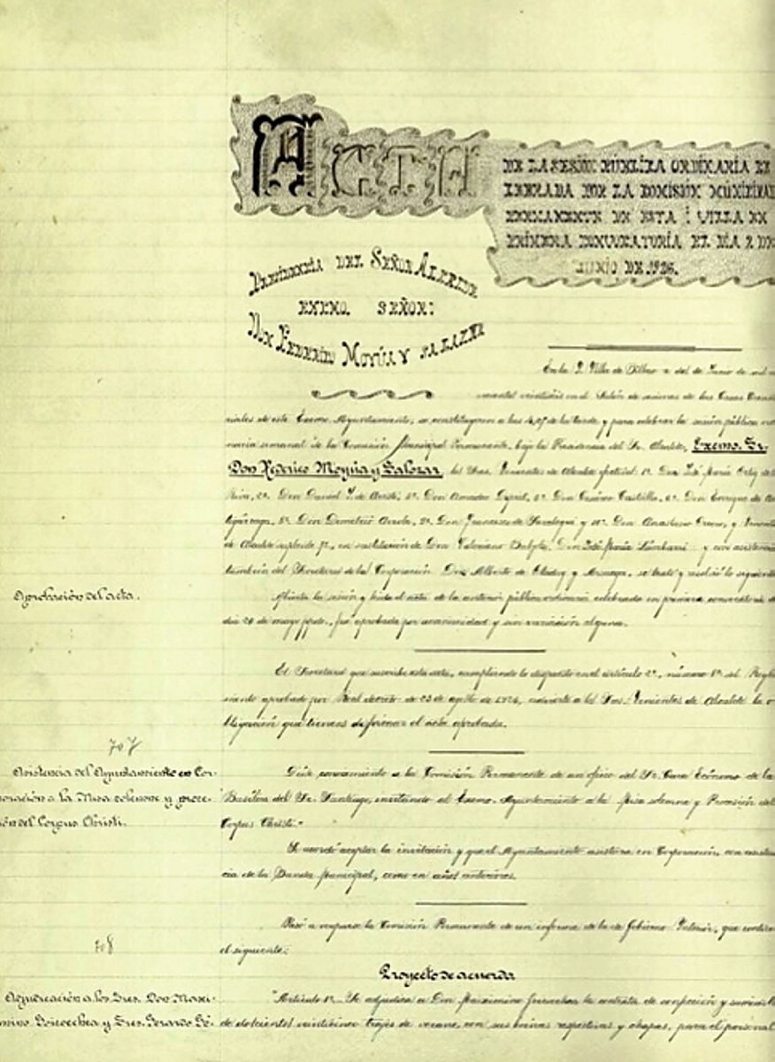 Acta de la Comisión Municipal Permanente del Ayuntamiento de Bilbo (1926-06-02). (Archivo Municipal de Bilbo)