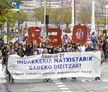 Indarkeria matxistaren aurkako mobilizazio bat, 2023ko A25ean.