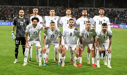 La selección palestina de fútbol, en marzo pasado antes de disputar un partido contra Irak.