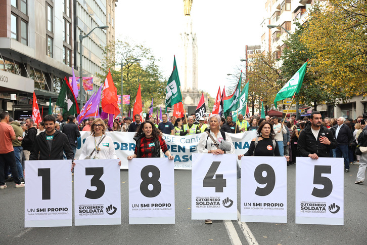 Sindikatuek asteazkenean Bilbon egin zuten mobilizazioa.