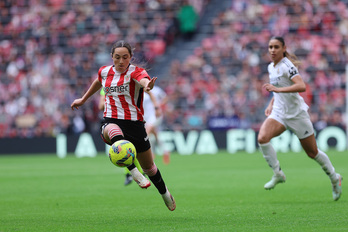 Daniela Agote, en San Mamés, en un partido frente al Real Madrid de la temporada pasada.