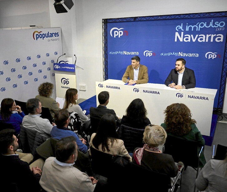 Reunión del Comité Ejecutivo del PP en Nafarroa, ayer.