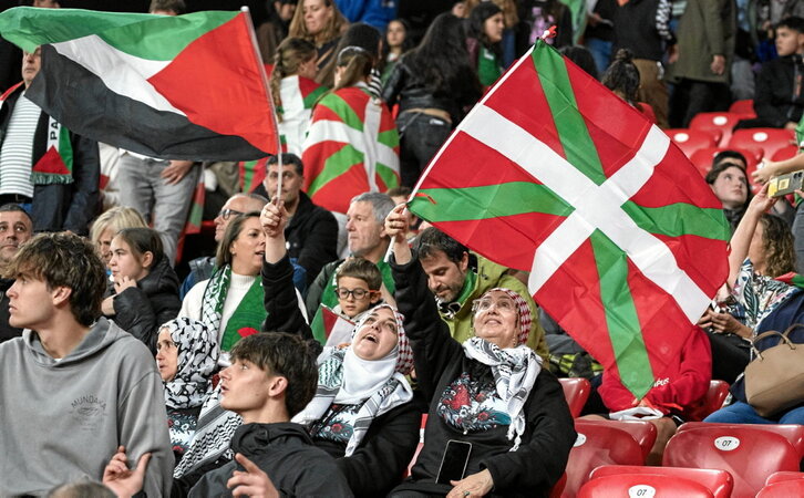 Imagen del partido entre Euskal Selekzioa y Palestina celebrado el sábado en San Mamés.