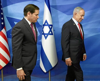 Imagen de la reunión celebrada en octubre entre Netanyahu y Rubio .