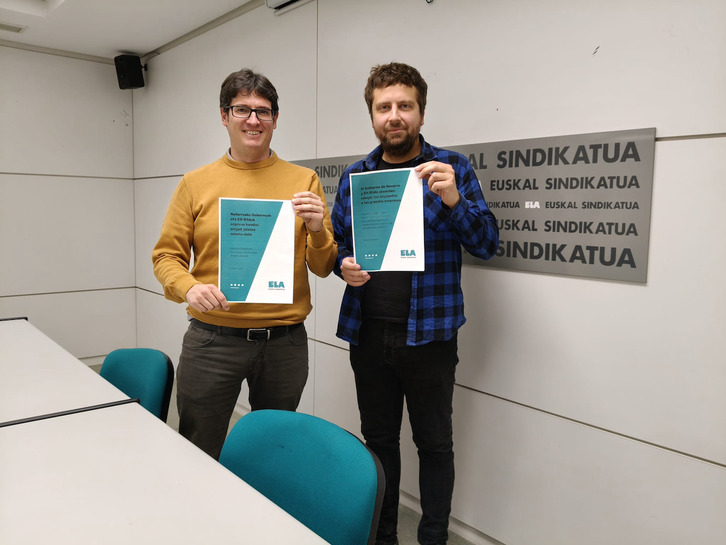 manol Pascual Nafarroako ELAko koordinatzailea eta Aitor Murgia gizarte politiketako arduraduna.