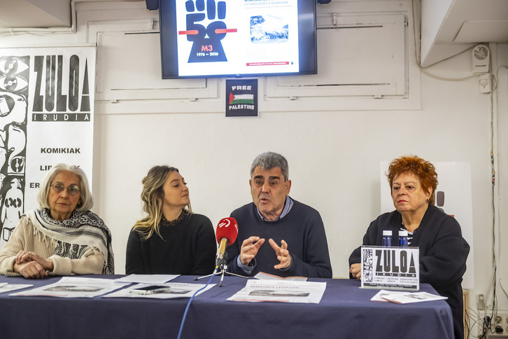 Amparo Lasheras, Amaiur Arbe, Juan Ibarrondo y Concha Murua en la presentación del concurso.