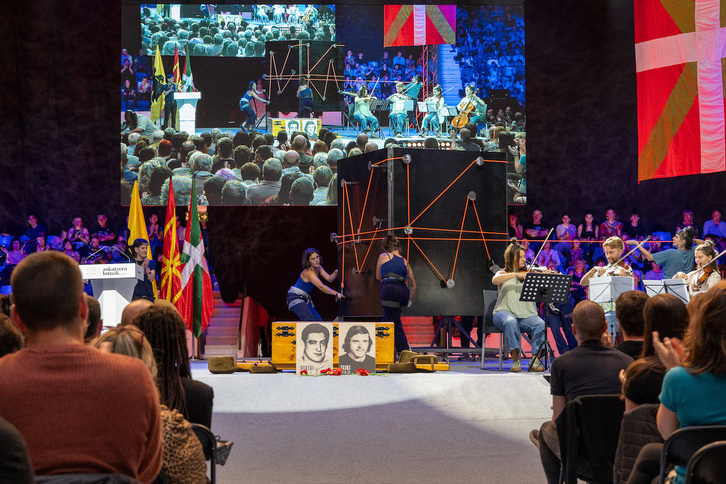 Homenaje tributado a Txiki y Otaegi por Sortu en Iruñea el pasado mes de septiembre.