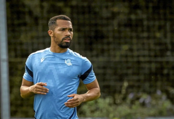 Yangel Herrera, en un entrenamiento en Zubieta.