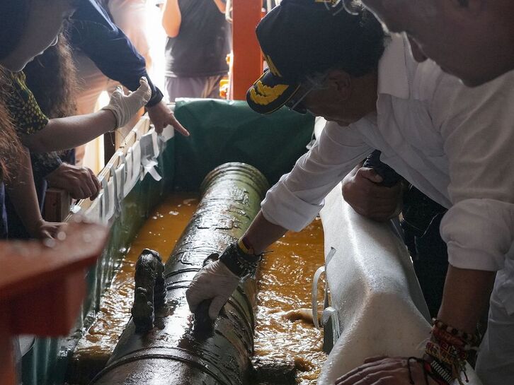 El presidente colombiano, Gustavo Petro, visitó las labores de extracción.