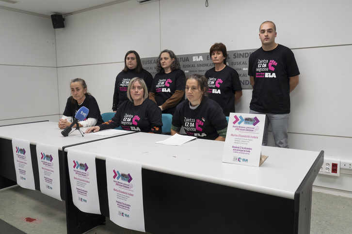 Imagen de la rueda de prensa de este lunes para anunciar la marcha Elizondo-Iruñea.