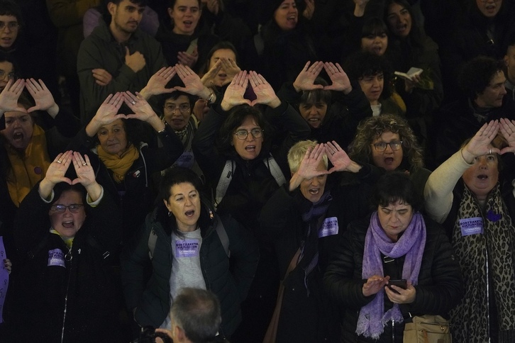 Movilización contra la violencia machista, una dinámica que se repetirá este martes en toda Euskal Herria.