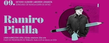 Ramiro Pinilla Eleberri Laburren lehiaketaren deialdia, irudian.