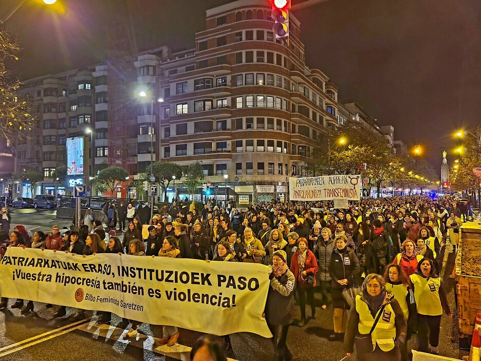 La cabecera de la movilización de Bilbo. La cabecera de la movilización de Bilbo.