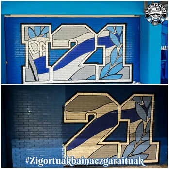 Murales de Iraultza 1921, siendo borrados.