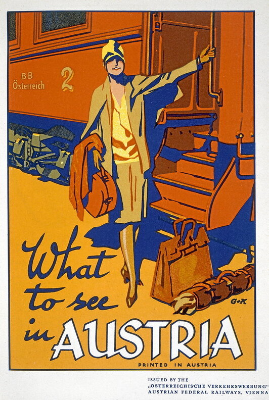 Austriara trenez joatera gonbidatzen zuen kartela.