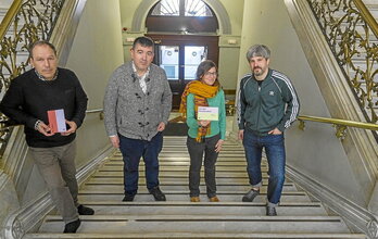 Markos Zapian, Santi Leone, Katixa Dolhare eta Gorka Bereziartua, atzo.