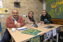 Josean Villanueva, Myriam Gómez-García y Mikel Urabaien, en la comparecencia.