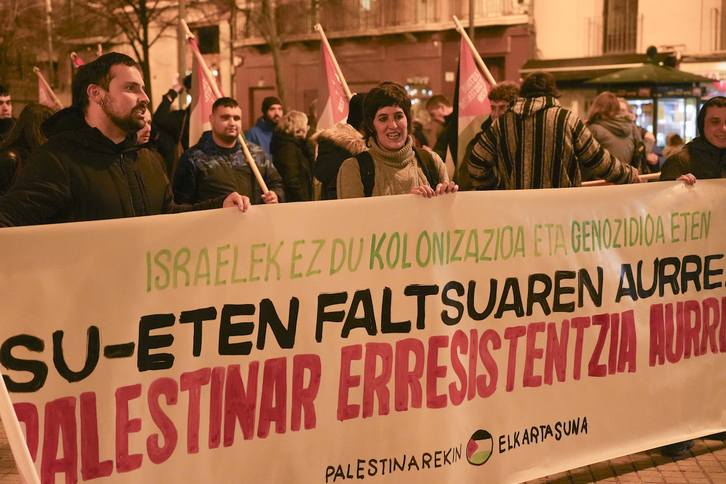 Movilización de Palestinarekin Elkartasuna este viernes en Iruñea.
