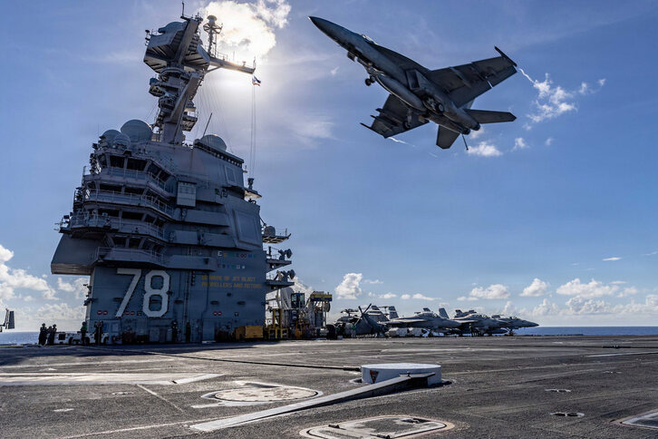 Portaaviones USS Gerald. R. Ford, desplegado en el Caribe como amenaza a Venezuela