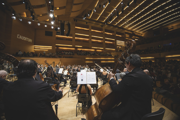 La orquesta vasca, en su actuación en Barcelona.