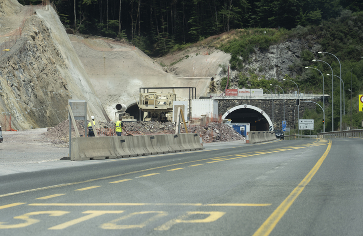 Imagen de las obras en los túneles de Belate.