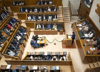 Pleno del Parlamento de Gasteiz con su actual distribución, salida de las elecciones de abril de 2024.