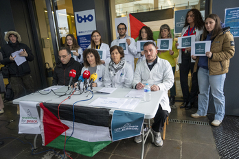 La comparecencia ha tenido lugar a las puertas de Biogipuzkoa, en la ciudad sanitaria de Donostia.