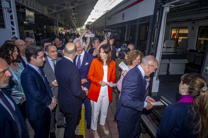 Inauguración de la línea de tren entre Altsasu y Miranda de Ebro el pasado mayo.