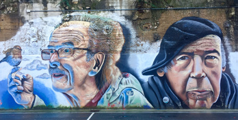 Joxean Artze eta Mikel Laboari eskainitako murala