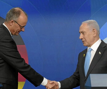 Friedrich Merz y Benjamin Netanyahu, ayer.