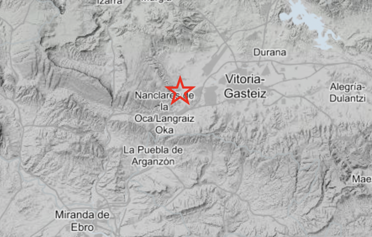 Mapa que fija el epicentro del temblor. (INSTITUTO GEOGRÁFICO NACIONAL)