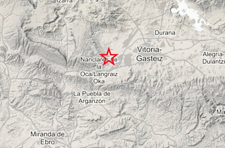 Mapa que fija el epicentro del temblor.