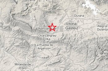 Mapa que fija el epicentro del temblor.