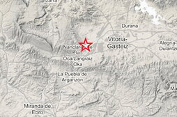 Mapa que fija el epicentro del temblor.