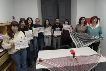 Rueda de prensa celebrada este martes en Plazara! para presentar la unidad didáctica sobre el genocidio que perpetra Israel en Palestina.