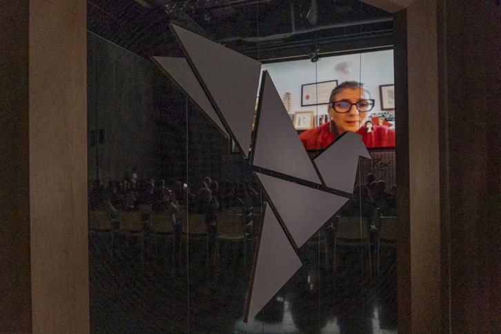 Acto de entrega del premio René Cassin a Francesca Albanese, este miércoles en Bilbo.