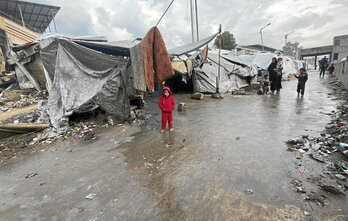 Tiendas de desplazados en Ciudad de Gaza.