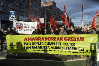 Concentración de los amarradores del puerto en Santurtzi.