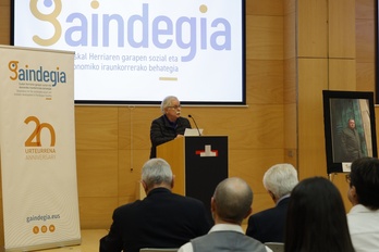 Joxemari Sors, durante su intervención en el acto en recuerdo a Antxon Lafont.