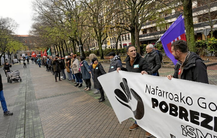 Movilización en Iruñea por un SMI propio el pasado jueves.