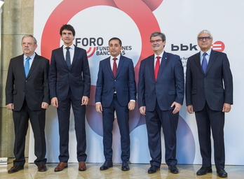 Unai Rementeria y Xabier Sagredo, en un jornada sobre fundaciones bancarias en 2019.